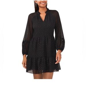 MSK Women's Black Foil Clip Dot Dress